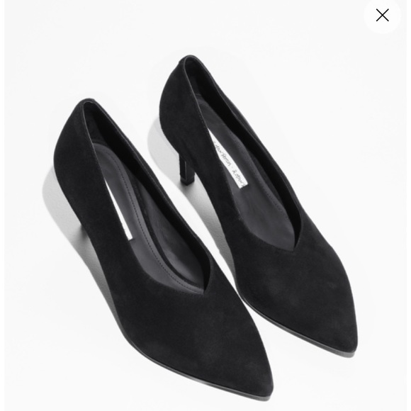 SOLD & Other Stories Black Suede Pumps with vamp - Picture 2 of 6